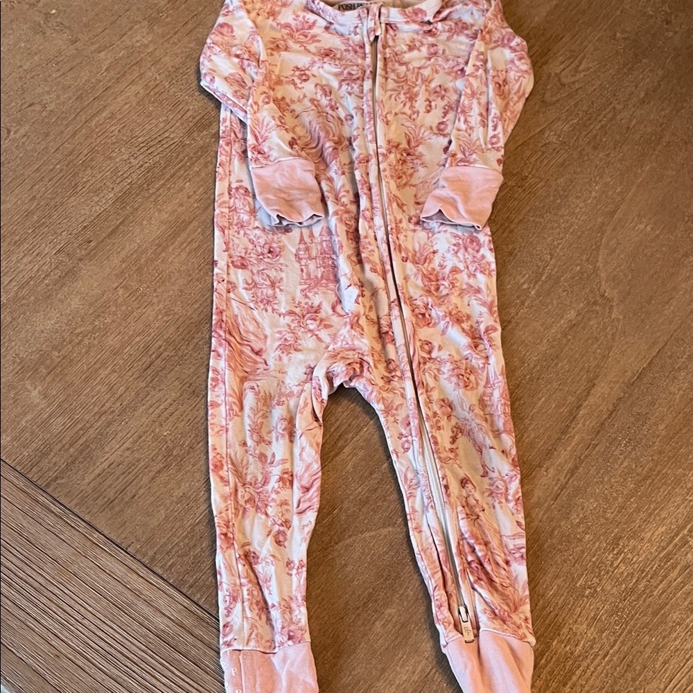 Posh Peanut Pink Floral Zip One-Piece Footie
